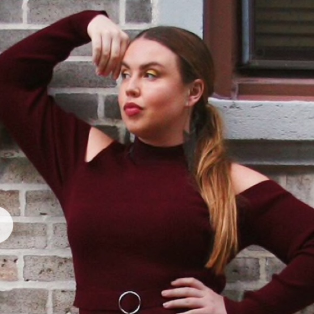 Burgundy Cutout Knit Dress